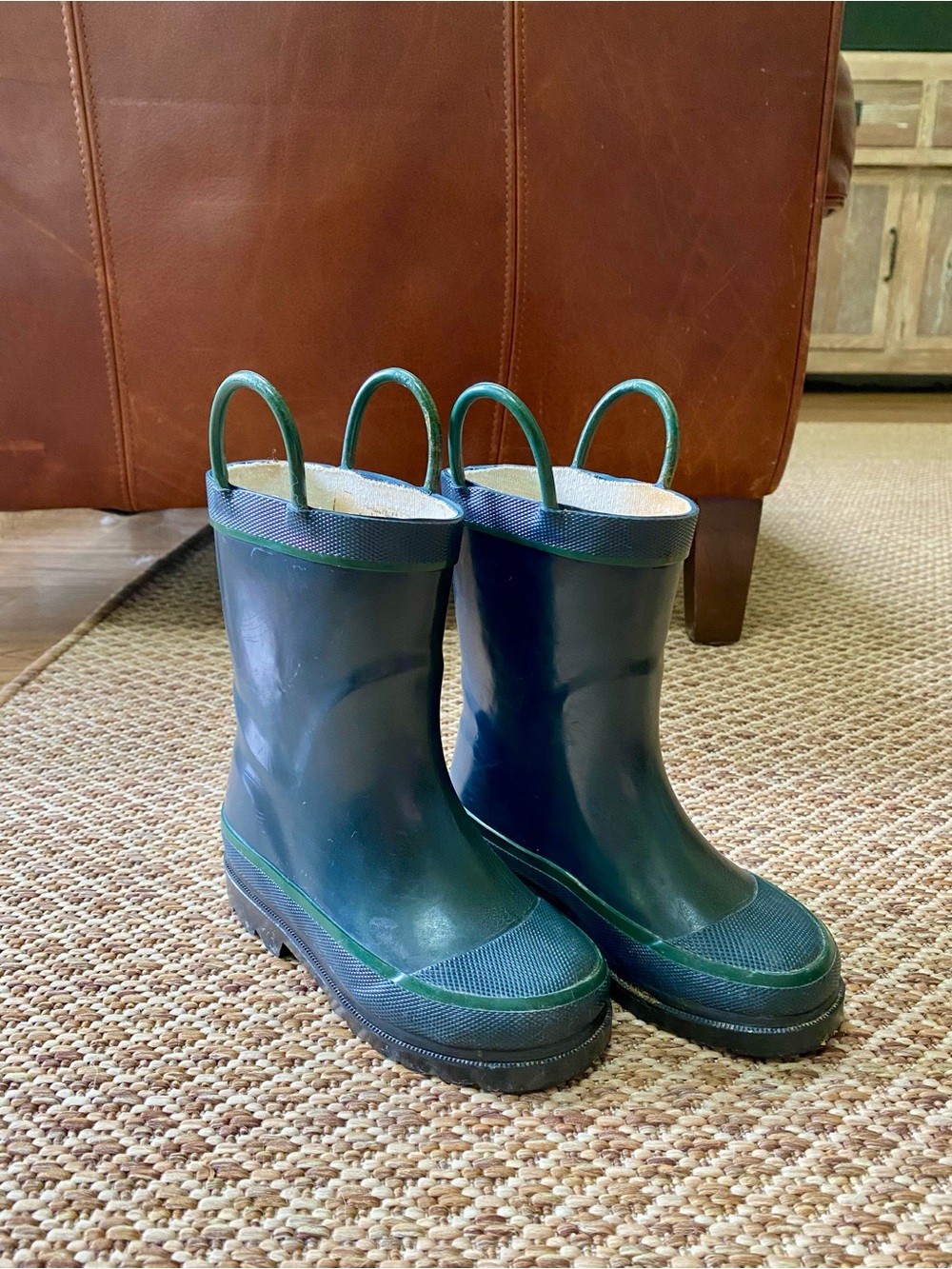 Western Chief Kids Navy Blue & Green Trim Rain Boots